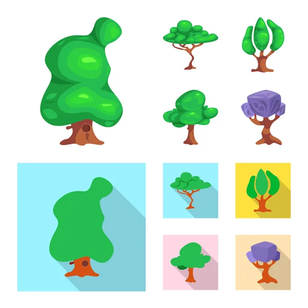 Objeto aislado de árbol y símbolo de la naturaleza. Conjunto de árbol y corona vector de stock ilustración . — Archivo Imágenes Vectoriales