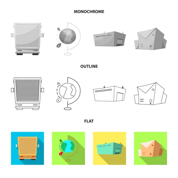 Vektor-Illustration von Waren und Frachtzeichen. Waren- und Lagerbestandsvektorillustration. — Stockvektor