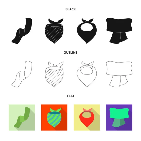 Векторный дизайн шарфа и шали. Набор шарфов и аксессуаров символ запаса для паутины . — стоковый вектор