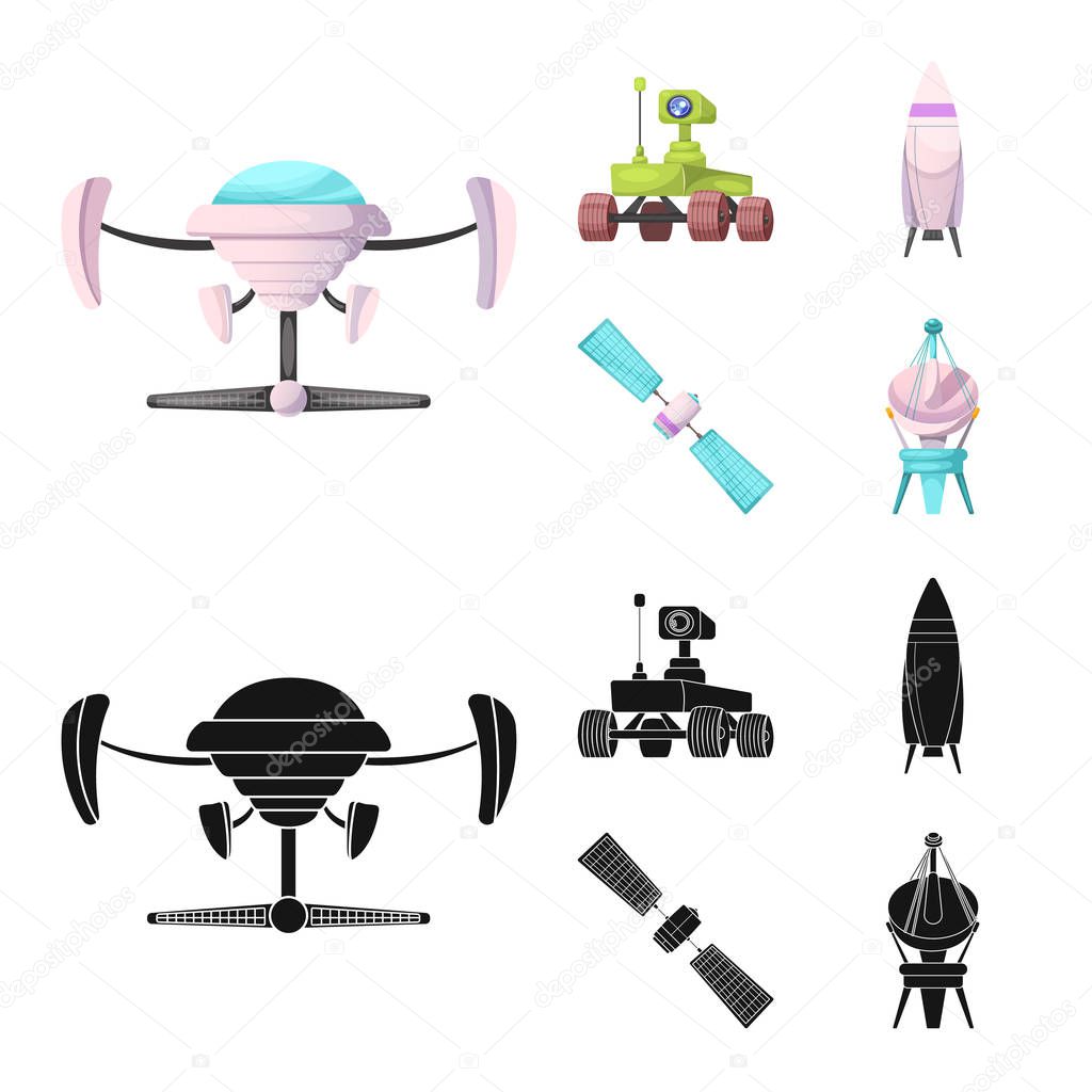 Vector illustration of mars and space sign. Set of mars and planet stock symbol for web.