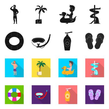 Havuzu ve yüzme işareti tasarımı vektör. Hisse senedi için havuz ve etkinlik vektör simge kümesi.