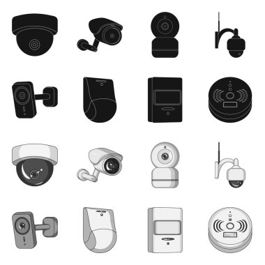 Cctv ve kamera logo vektör Illustration. Cctv ve sistem stok vektör çizim seti.