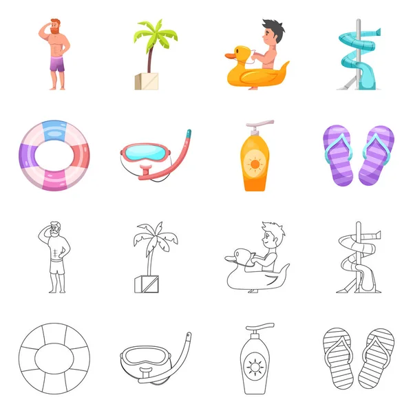 Havuzu ve yüzme logo vektör Illustration. Havuzu ve etkinlik hisse senedi vektör çizim seti.