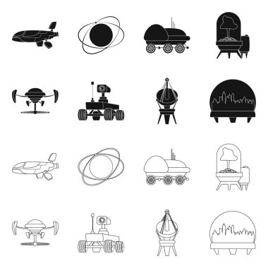 Mars ve uzay sembolü yalıtılmış nesne. Mars ve gezegen vektör simgesini hissenin koleksiyonu.