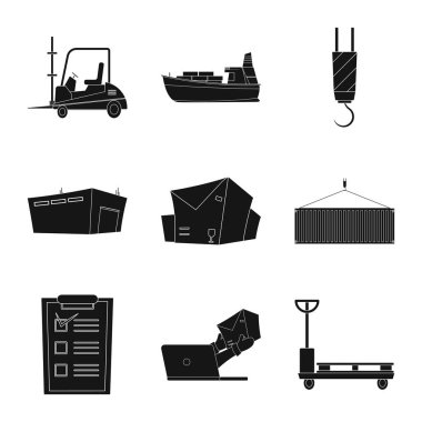 Mal ve kargo işareti vektör Illustration. Ürünler ve ambar hisse senedi simgesi için web topluluğu.