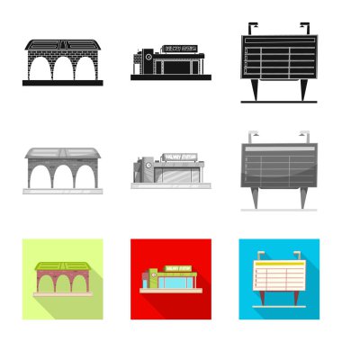 Tren ve İstasyonu simge vektör tasarımı. Tren ve bilet hisse senedi simgesi için web topluluğu.