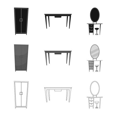 İzole işareti mobilya ve daire nesne. Mobilya ve hisse senedi için ev vektör simge kümesi.