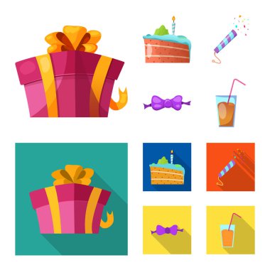 Parti ve Doğum günü simge vektör Illustration. Web için kutlama ve parti hisse senedi simgesi kümesi.