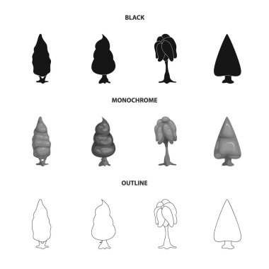 Ağaç ve doğa simge vektör tasarımı. Ağaç ve taç hisse senedi vektör çizim topluluğu.