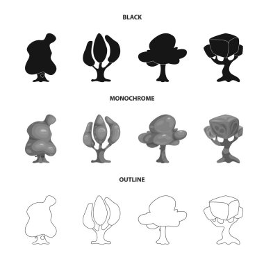 Ağaç ve doğa simge vektör Illustration. Ağaç ve taç hisse senedi vektör çizim topluluğu.