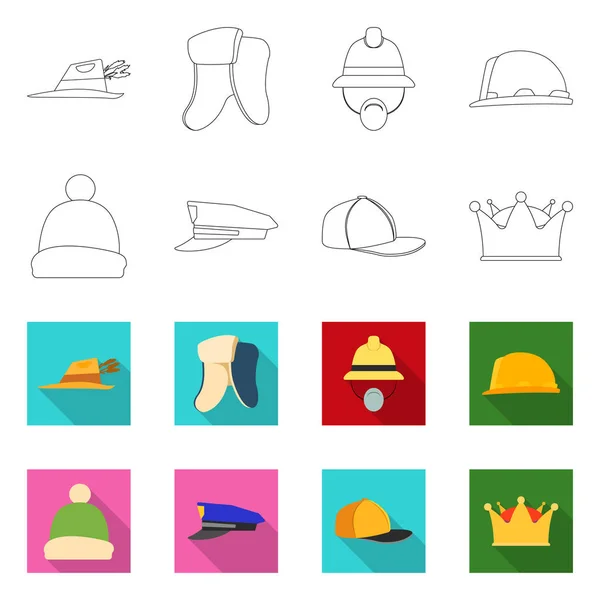 Illustration vectorielle du couvre-chef et du symbole du chapeau. Collection de coiffures et accessoires illustration vectorielle de stock . — Image vectorielle