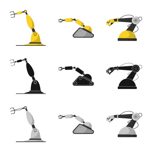 Na białym tle obiekt logo robota i fabryki. Kolekcja robota i miejsca symbol giełdowy dla sieci web. — Wektor stockowy