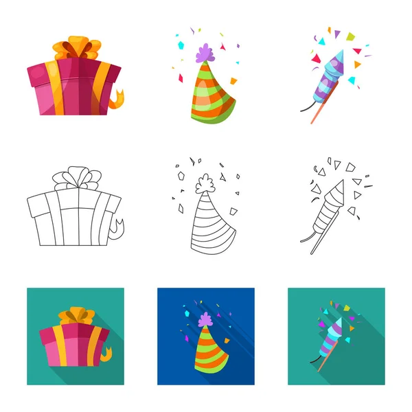 Illustration vectorielle de fête et signe d'anniversaire. Collection de fête et icône vectorielle de célébration pour le stock . — Image vectorielle