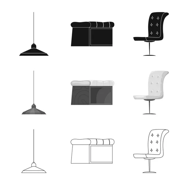 Objeto aislado de muebles y símbolo del apartamento. Colección de muebles y casa símbolo de stock para la web . — Vector de stock