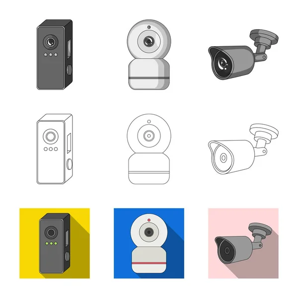 Ilustración vectorial de cctv y símbolo de cámara. Conjunto de cctv y sistema de ilustración de vector de stock . — Archivo Imágenes Vectoriales