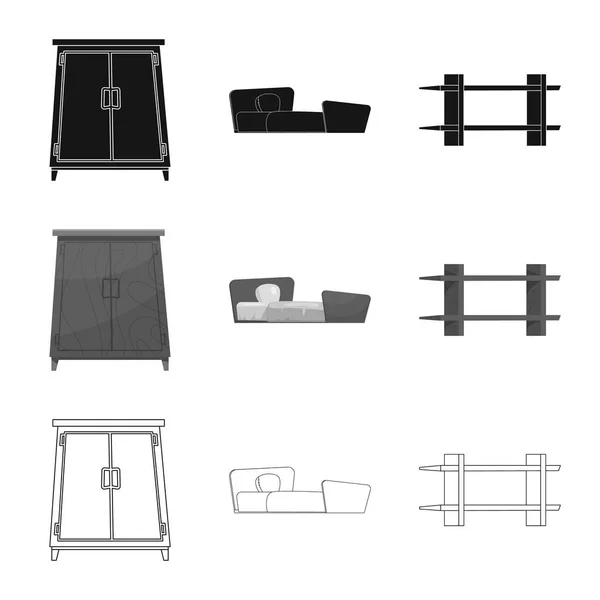 Diseño vectorial de muebles e icono del apartamento. Conjunto de muebles y el hogar símbolo de stock para la web . — Vector de stock
