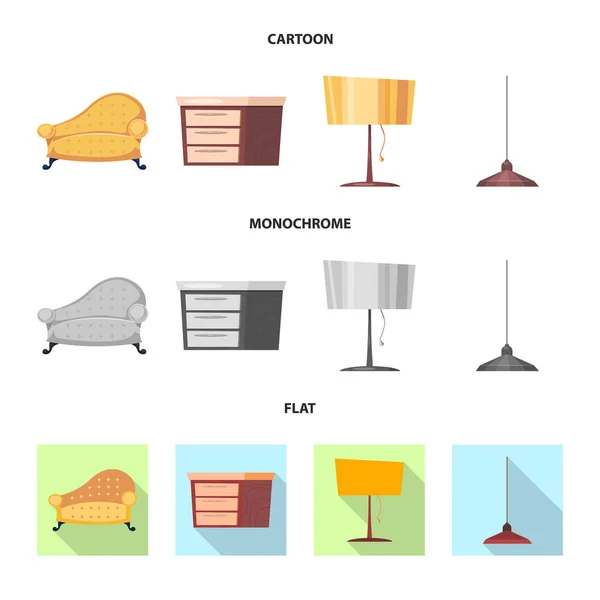 Illustrazione vettoriale di mobili e appartamento simbolo. Set di mobili e home stock simbolo per il web . — Vettoriale Stock