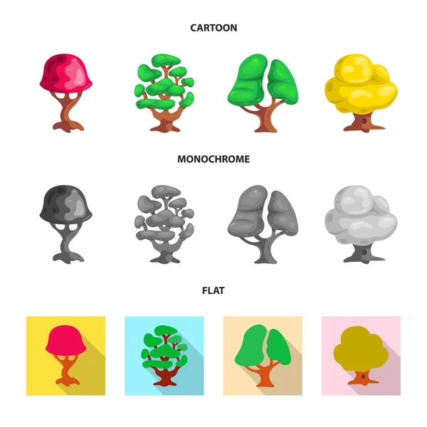 Geïsoleerde object van boom en natuur symbool. Set van boom en kroon aandelensymbool voor web. — Stockvector