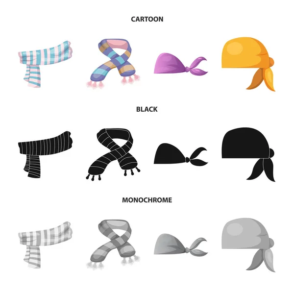 Diseño vectorial de bufanda y mantón. Conjunto de bufanda y accesorio icono de vector para stock . — Vector de stock