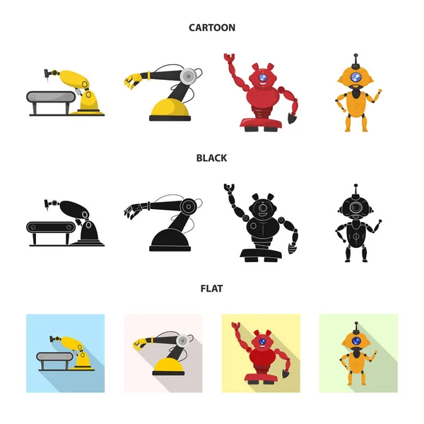 Векторный дизайн робота и заводского знака. Коллекция символов робота и космического запаса для сети . — стоковый вектор
