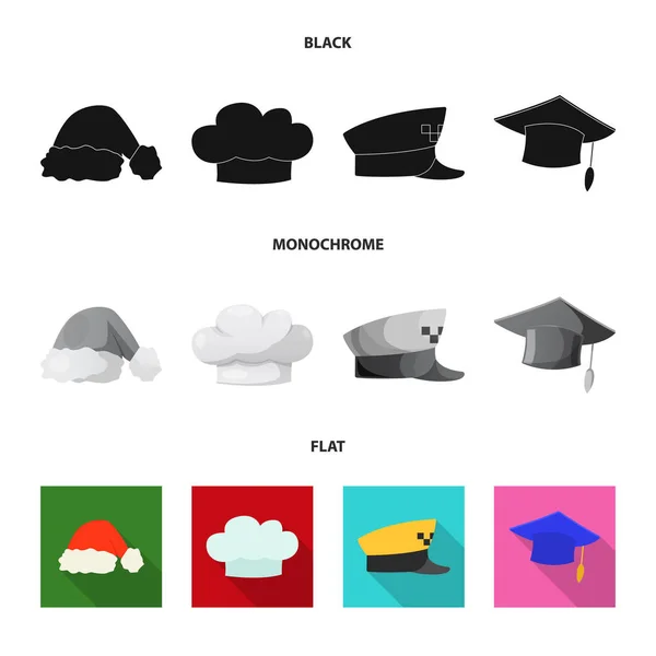 Isolierte Objekt der Kopfbedeckung und Mütze Logo. Sammlung von Kopfbedeckungen und Zubehör Vektor-Symbol für Lager. — Stockvektor
