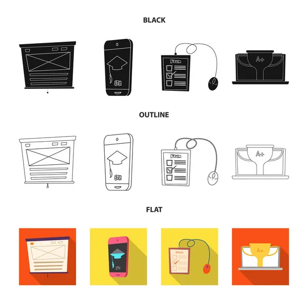 Isoliertes Objekt der Bildung und des Lernens. Set von Bildung und Schule Aktiensymbol für Web. — Stockvektor