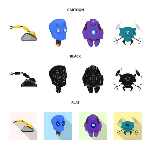 Objet isolé du robot et icône de l'usine. Ensemble de robot et symbole de stock spatial pour le web . — Image vectorielle