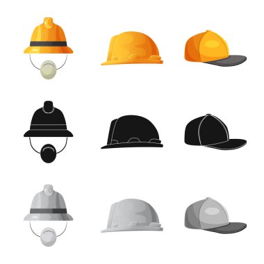Şapkalar ve kap sembolü yalıtılmış nesne. Web için başlıklar ve şapkalar hisse senedi simgesi kümesi.