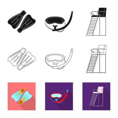 Havuzu ve yüzme simge vektör Illustration. Havuzu ve etkinlik hisse senedi simgesi için web topluluğu.