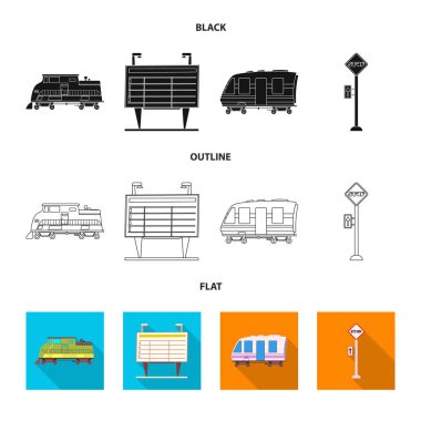 Tren ve istasyonu işareti yalıtılmış nesne. Tren ve bilet hisse senedi simgesi için web topluluğu.
