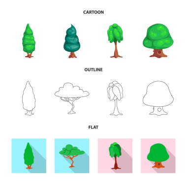 Ağaç ve doğa işaret yalıtılmış nesne. Hisse senedi için ağaç ve taç vektör simge kümesi.