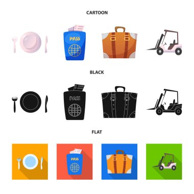 Havaalanı ve uçak işareti vektör tasarımı. Havaalanı ve uçak hisse senedi vektör çizim seti.