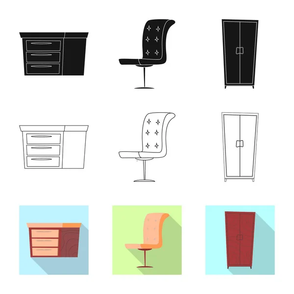 Vektor-Design von Möbeln und Wohnung Ikone. Sammlung von Möbeln und Home Vektor Icon für Lager. — Stockvektor