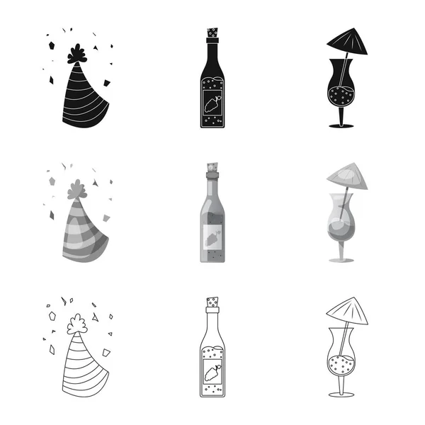 Diseño vectorial de fiesta y logo de cumpleaños. Conjunto de fiesta y celebración símbolo de stock para web . — Vector de stock