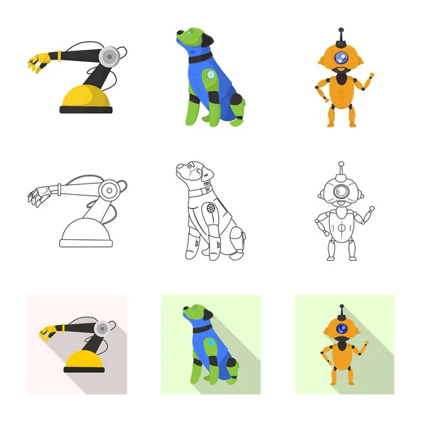 Vektorillustration av roboten och fabriken symbol. Uppsättning av roboten och utrymme lager vektorillustration. — Stock vektor