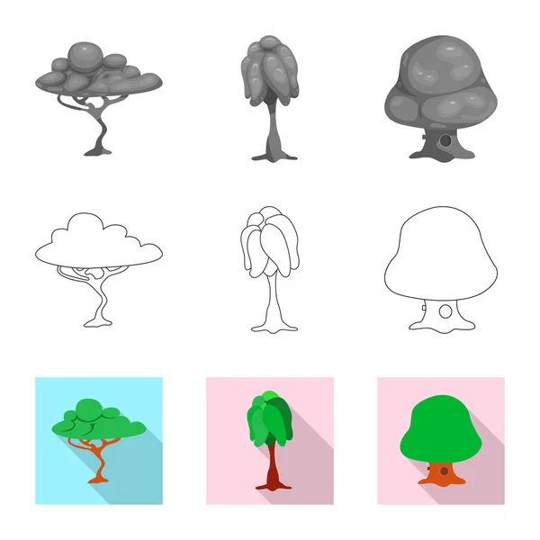 Vektorillustration av träd och naturen tecken. Samling av träd och crown lager vektorillustration. — Stock vektor