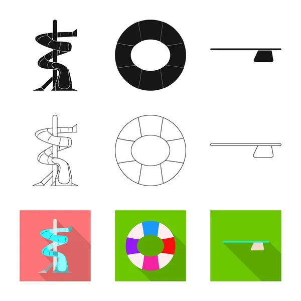 Vektor-Illustration von Pool und Schwimm-Symbol. Sammlung von Pool und Aktivitätssymbolen für das Web. — Stockvektor