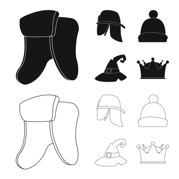 Isolierte Objekt der Kopfbedeckung und Mütze Logo. Set von Kopfbedeckungen und Kopfbedeckungen Vektor-Symbol für Lager. — Stockvektor