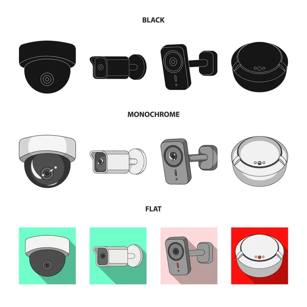 Objet isolé de cctv et icône de la caméra. Collection d'icônes vectorielles cctv et système pour stock . — Image vectorielle