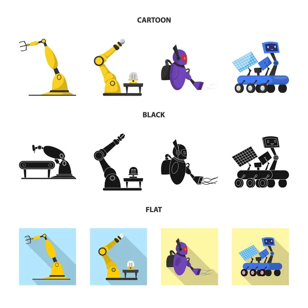 Ilustración vectorial de robot y símbolo de fábrica. Colección de robot y símbolo de stock espacial para web . — Vector de stock