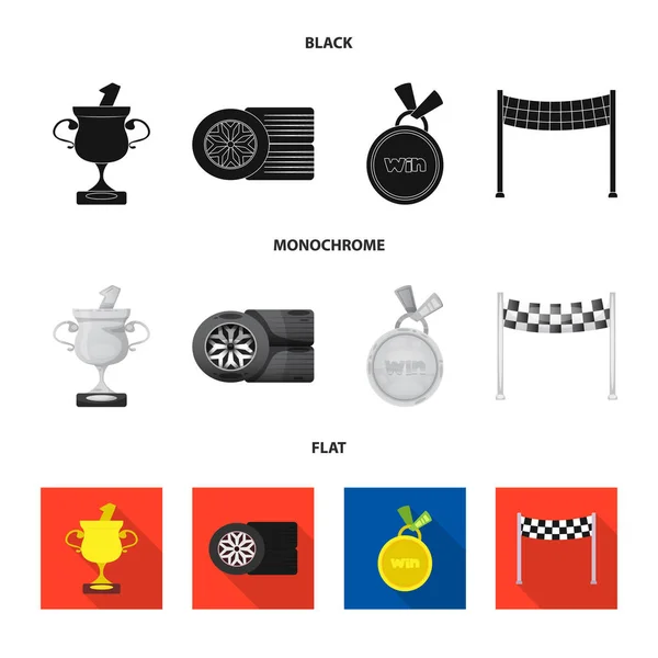 Diseño vectorial del logotipo del coche y del rally. Colección de coche y la raza icono de vectores para la acción . — Vector de stock