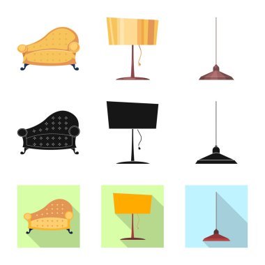 İzole işareti mobilya ve daire nesne. Mobilya ve ev hisse senedi simgesi için web topluluğu.