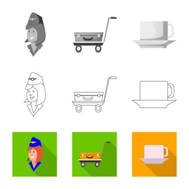 Havaalanı ve uçak simge vektör Illustration. Web için Havaalanı ve uçak hisse senedi simgesi kümesi.