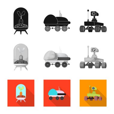 Mars'ın illüstrasyon vektör ve işareti alanı. Mars ve dünya hisse senedi vektör çizim.