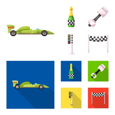 Araba ve ralli simgesi yalıtılmış nesne. Araba ve yarış hisse senedi vektör çizim seti.