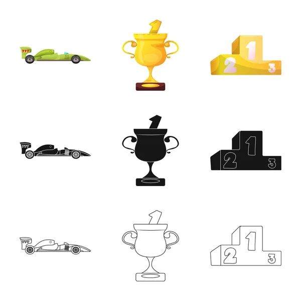 Vector design van de auto en rally logo. Collectie van auto en race aandelensymbool voor web. — Stockvector