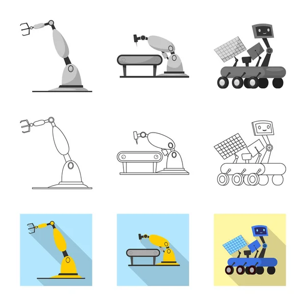 Διάνυσμα σχεδιασμός του ρομπότ και εργοστάσιο σύμβολο. Συλλογή των ρομπότ και χώρο εικονογράφηση διάνυσμα απόθεμα. — Διανυσματικό Αρχείο