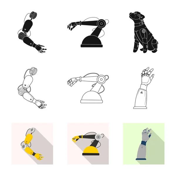Vektorillustration av roboten och fabriken tecken. Samling av roboten och utrymme vektor ikonen för lager. — Stock vektor