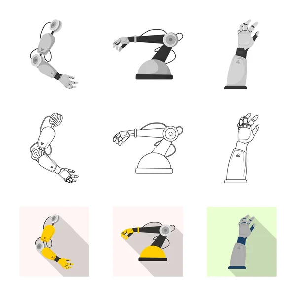 Isolerade objekt av roboten och fabriken logotyp. Samling av roboten och utrymme lager vektorillustration. — Stock vektor