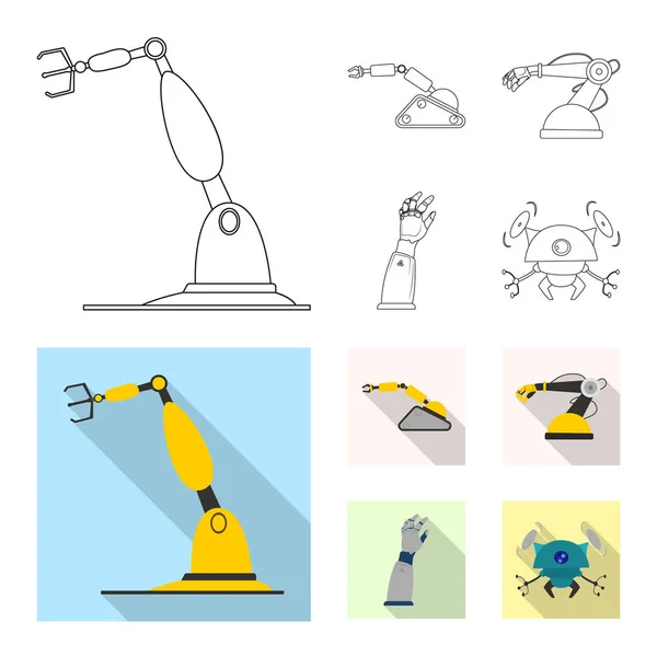 Vektorillustration av roboten och fabriken ikonen. Samling av roboten och utrymme aktiesymbol för webben. — Stock vektor